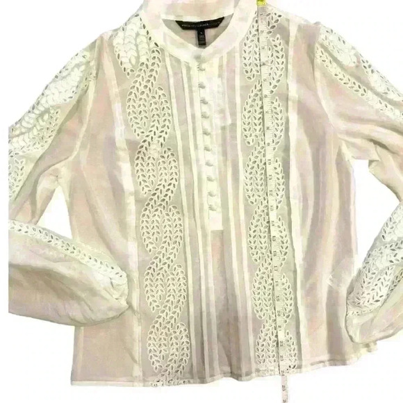White House Black Market Embroidered Silk Blend Blouse Size Small NWT - Picture 9 of 11